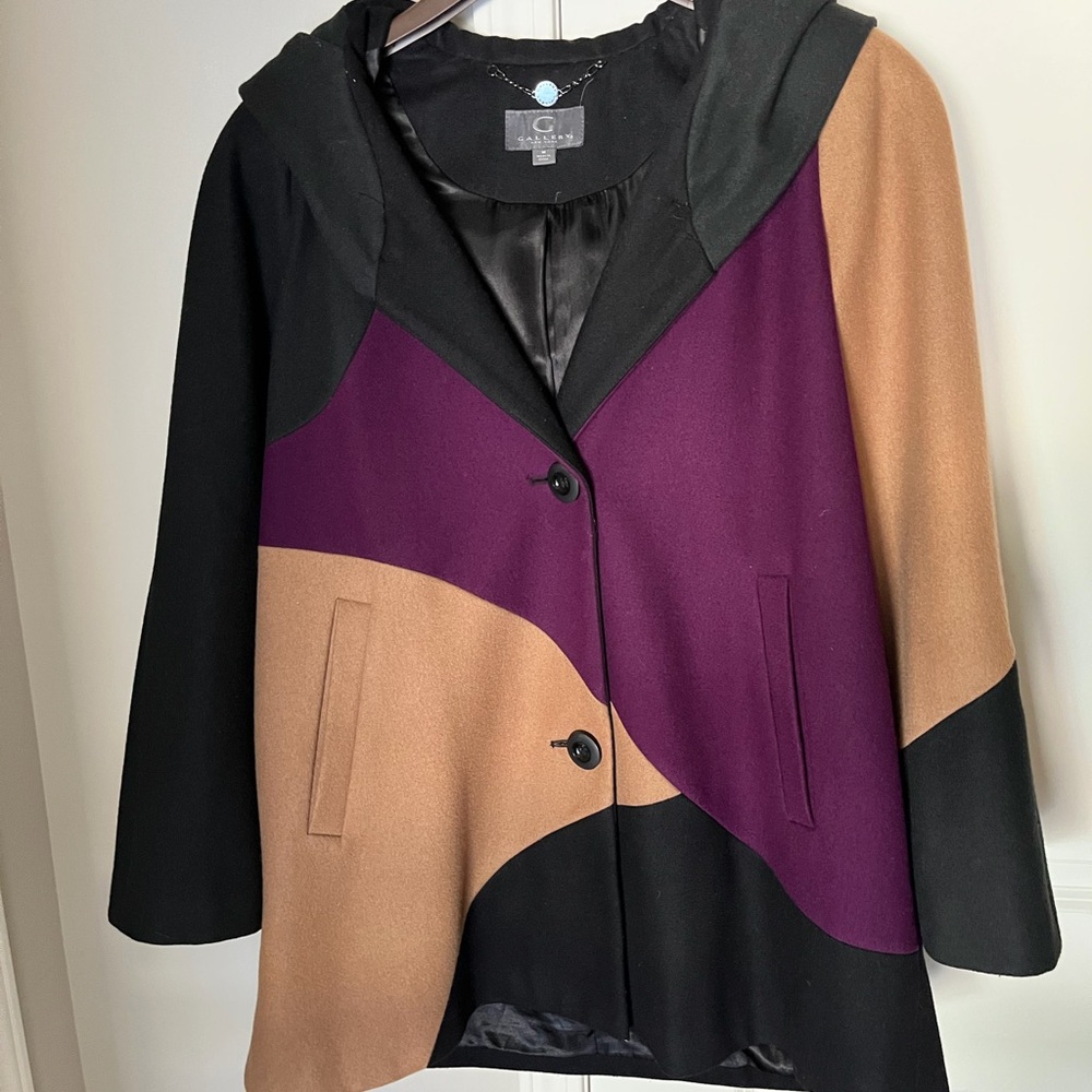 Elegant Multicolor Women's Hooded Swing Coat Wool Blend